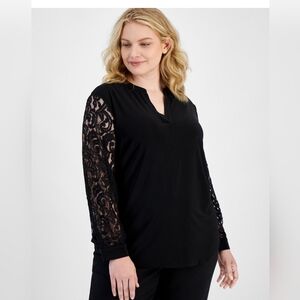 Elegant Black Lace Sleeve Women's Top